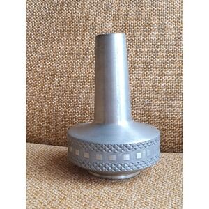 Vintage Aksel Holmsen V9 MCM Norway Pewter Metal Small Round Vase Norwegian